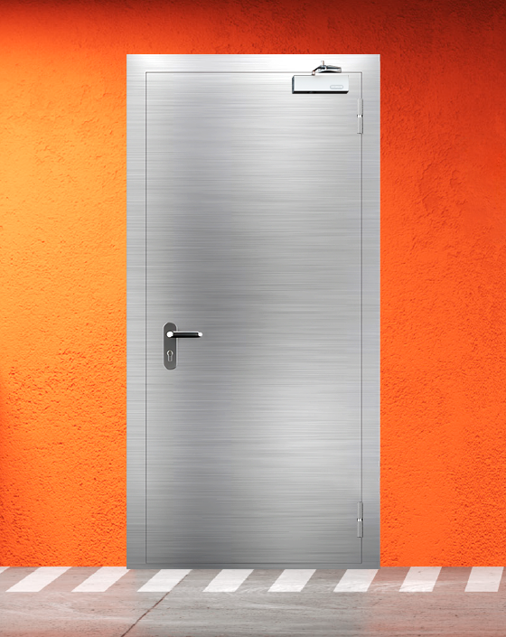 Противопожарная однопольная из нержавеющей стали серая дверь EI 45
